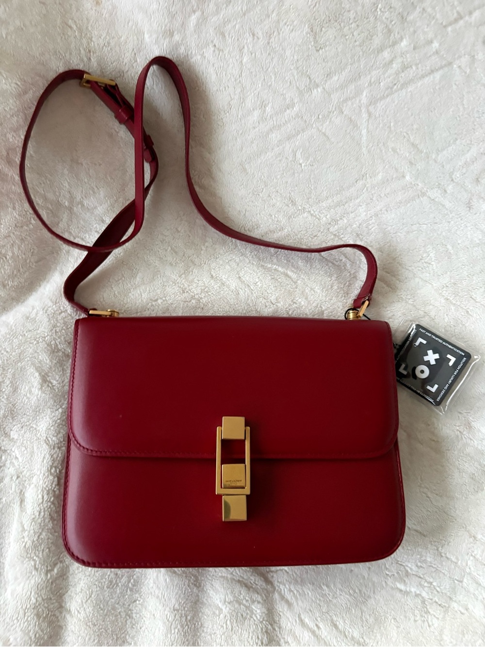 Yves Saint Laurent YSL Women’s Red Leather Crossbody Bag with Gold Hardware